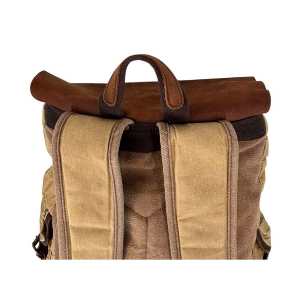 Vintage Waxed Canvas Leather Back Pack Utility Streetwear Commuter Gorpcore - Picture 5 of 16